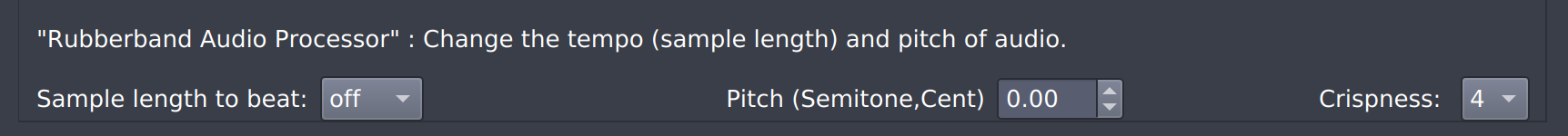 The Pitch Shifting Section of the Playlist Editor