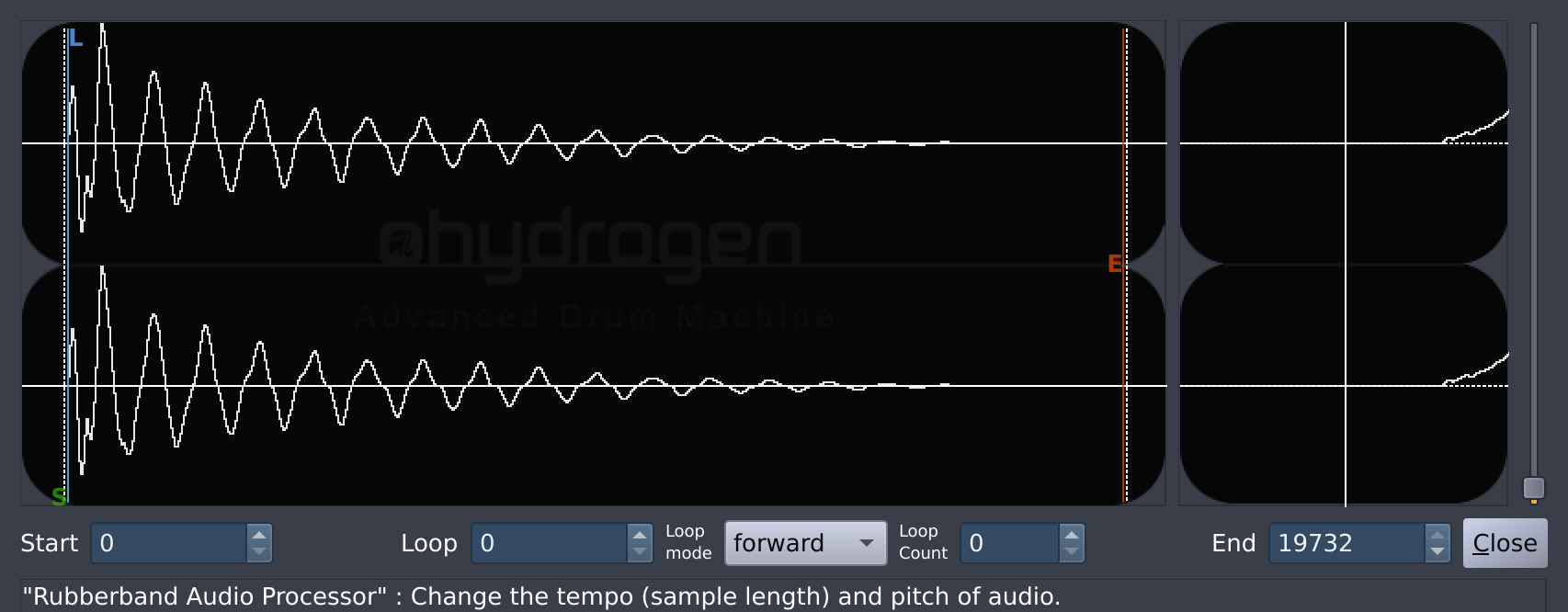 The Wave Display Section of the Sample Editor