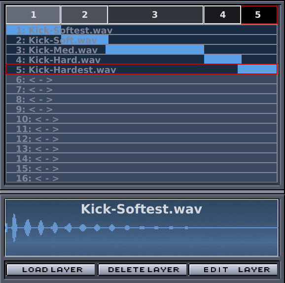 The Layer Section of the Instrument Editor