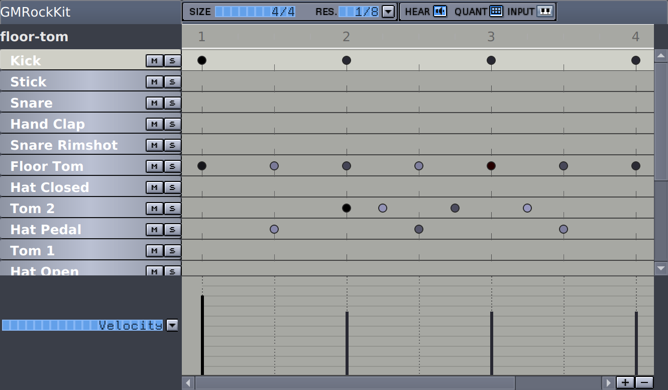 Pattern Editor in Drum Mode
