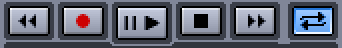 Part of the Main Toolbar responsible for the transport control. From left to right: rewind, record, pause and play, stop, fast forward, and loop button.