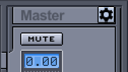 Button holding the cog symbol right of the "Master" title of the Master Fader Strip.